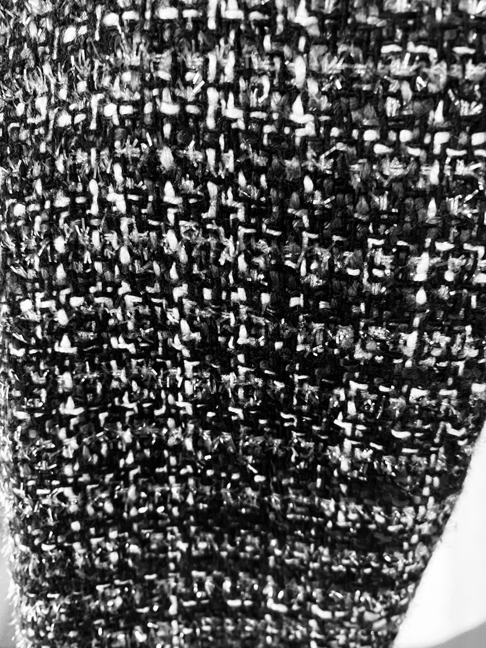 White House Black Market Black, Silver and White Tweed Fringe-Edge Coat - Picture 8 of 8
